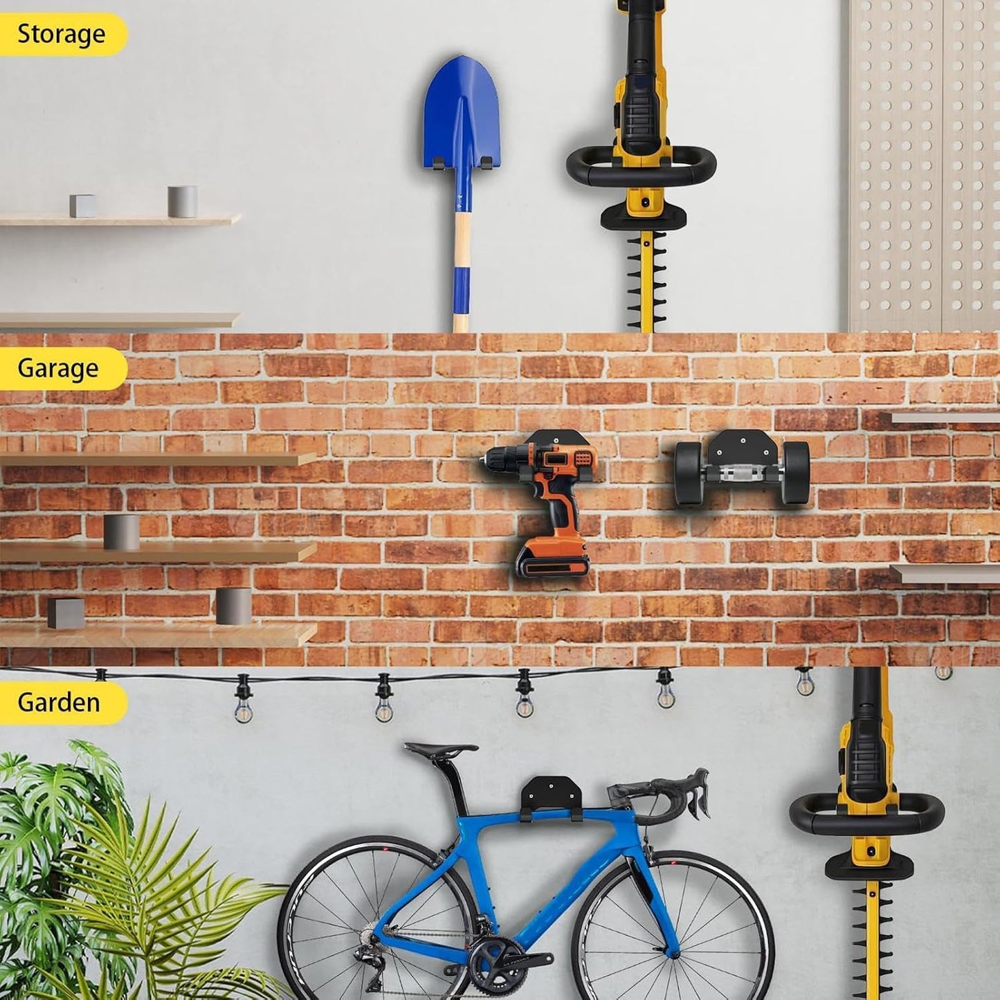  Support De Rangement Pour Coupe-bordures | Support De Rangement Pour Équipement Utilitaire | Mural Taille-haie | Pour Garage Atelier Abri De Jardin Grange Sous-Sol Pelouse