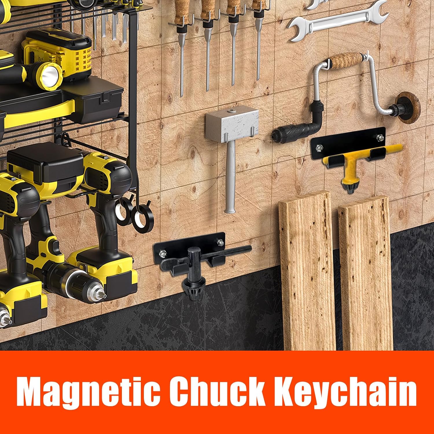 GENERIC Porte-clés Magnétique Pour Mandrin – Organiseur De Rangement Magnétique Pour Outils De Tour Et D'atelier | Construction En Acier Avec Matériel De Montage, Accessoire Mural En 2 Pièces, Pour Garage