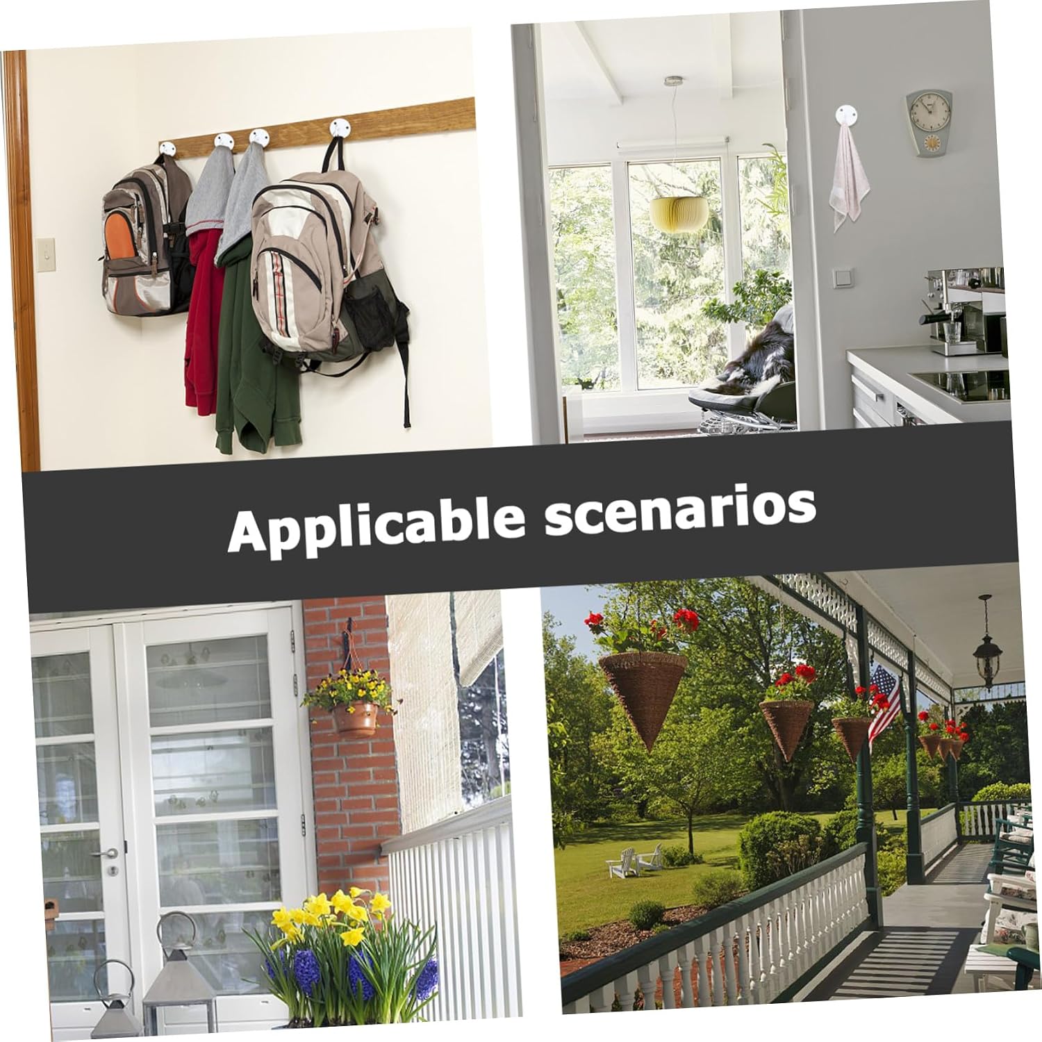  4pièces Muraux Fer Supports Décoratifs Pour Plantes Paniers Et Accessoires Fixation Simple Pour Balcon Jardin Et Intérieur Blanc