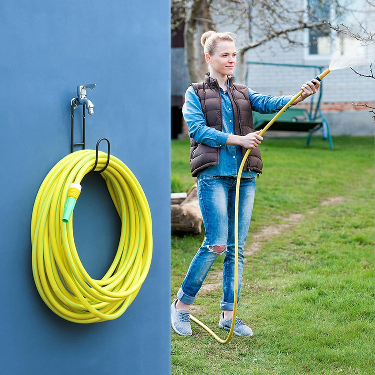  Supports De Tuyau D'eau Pour L'extérieur, En Métal Robuste, Fixation Murale, Support De Tuyau D'arrosage Extérieur | Pour Cordon, Rallonge, Cour, Clôture, Maison