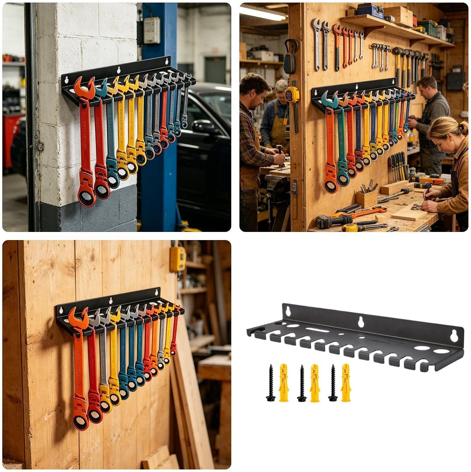 GENERIC Supports De Clés – Support Mural Pour Outils De Rangement De 35 Cm, Support De Rangement De Clés Mixtes Pour Garages, Rail De Plateau De Mécanicien Avec Fentes De Suspension, Support à Cliquet Pour