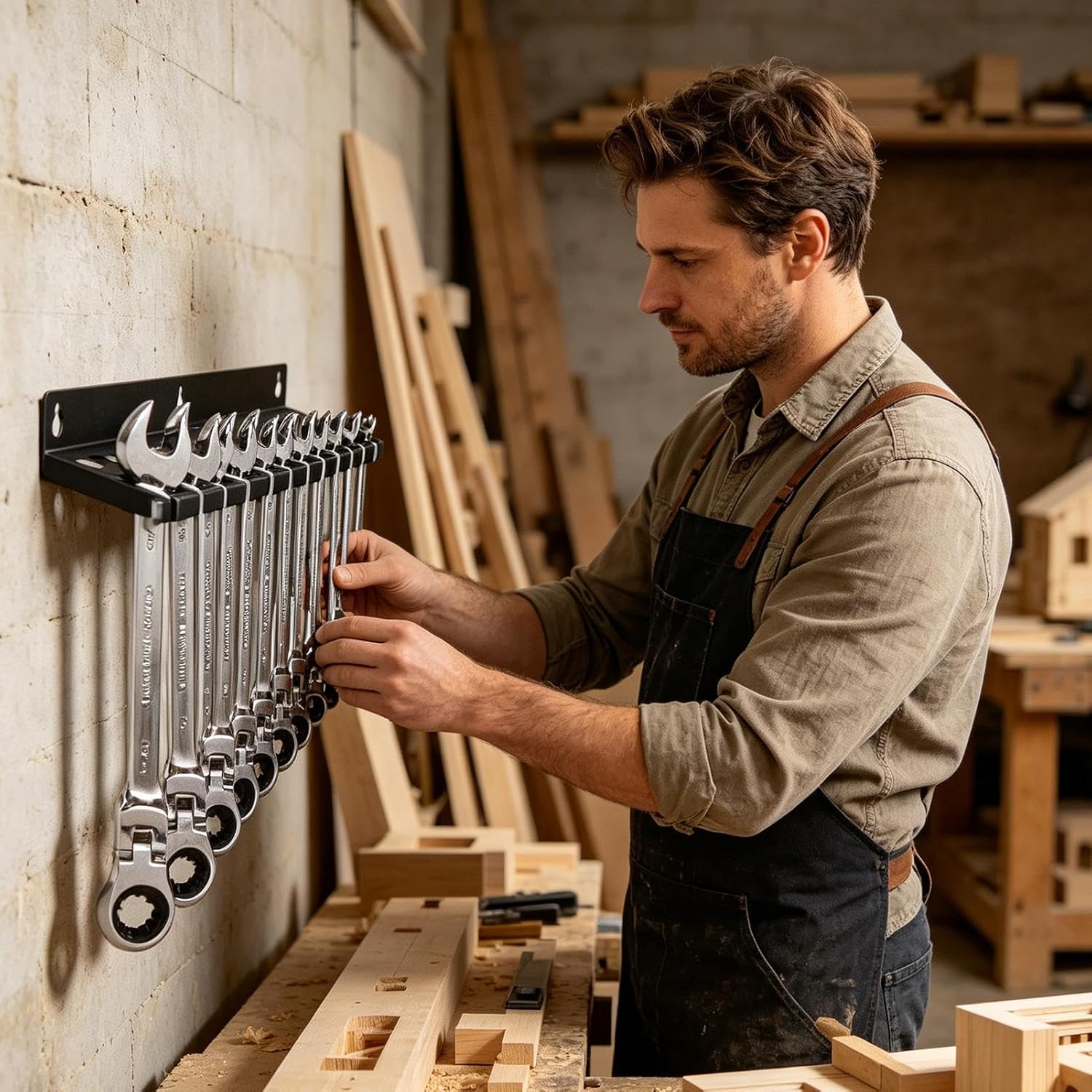  Générique Range-Clés | Stockage Mural À Outils 12 Emplacements - Organisateur Pour Clés Mixtes - Pour Tournevis Hexagonaux Cliquet Cutter Ciseaux Maison Garage Atelier Espace Travail Coin