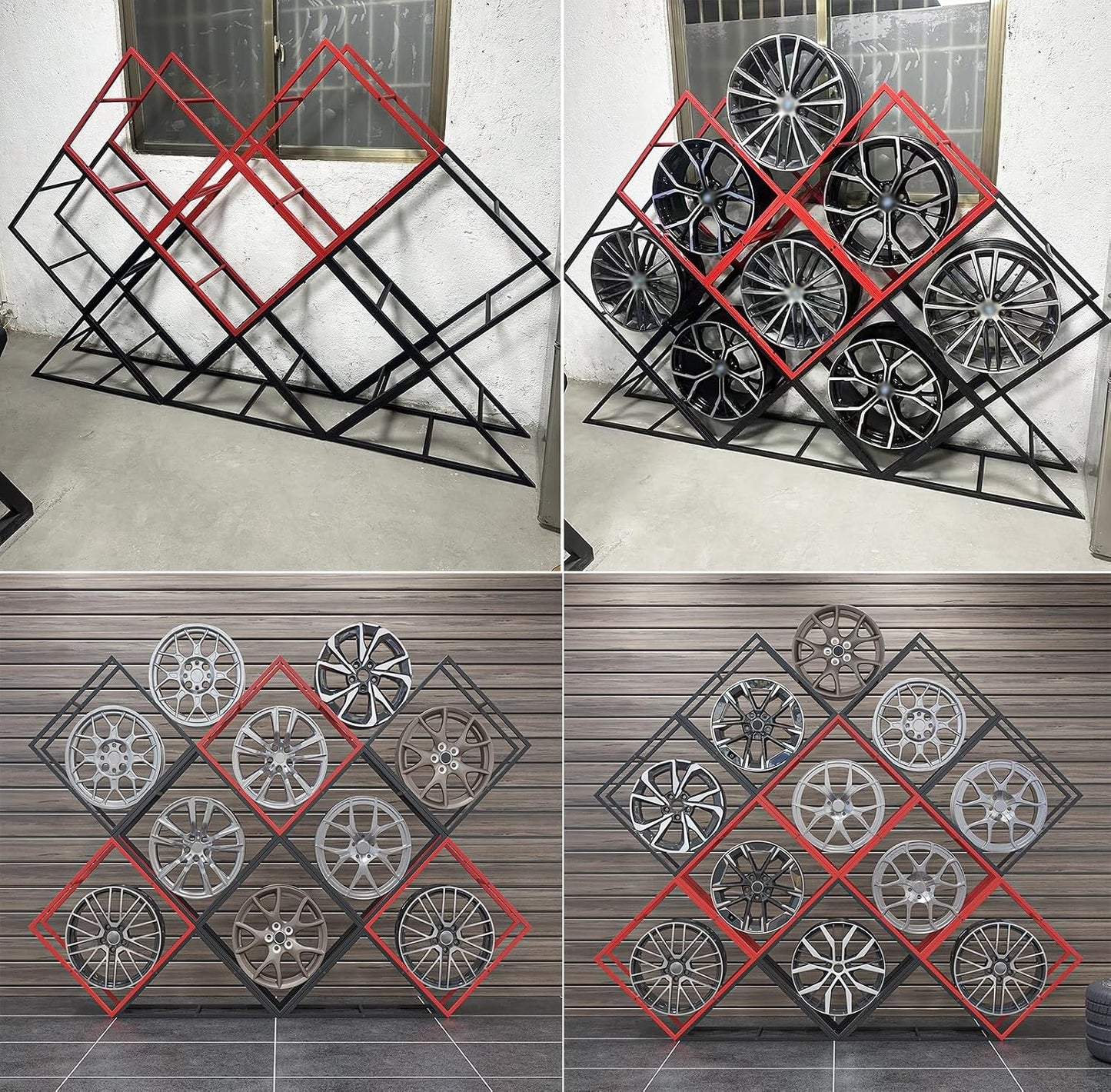  Générique Présentoirs Empilables Pour Jantes De Pneus - Supports De Rangement En Acier Robuste Pour Garage Et Atelier, étagères Pour Moyeux De Roue De Voiture, Solution De Rangement Pour Pneus, Grand